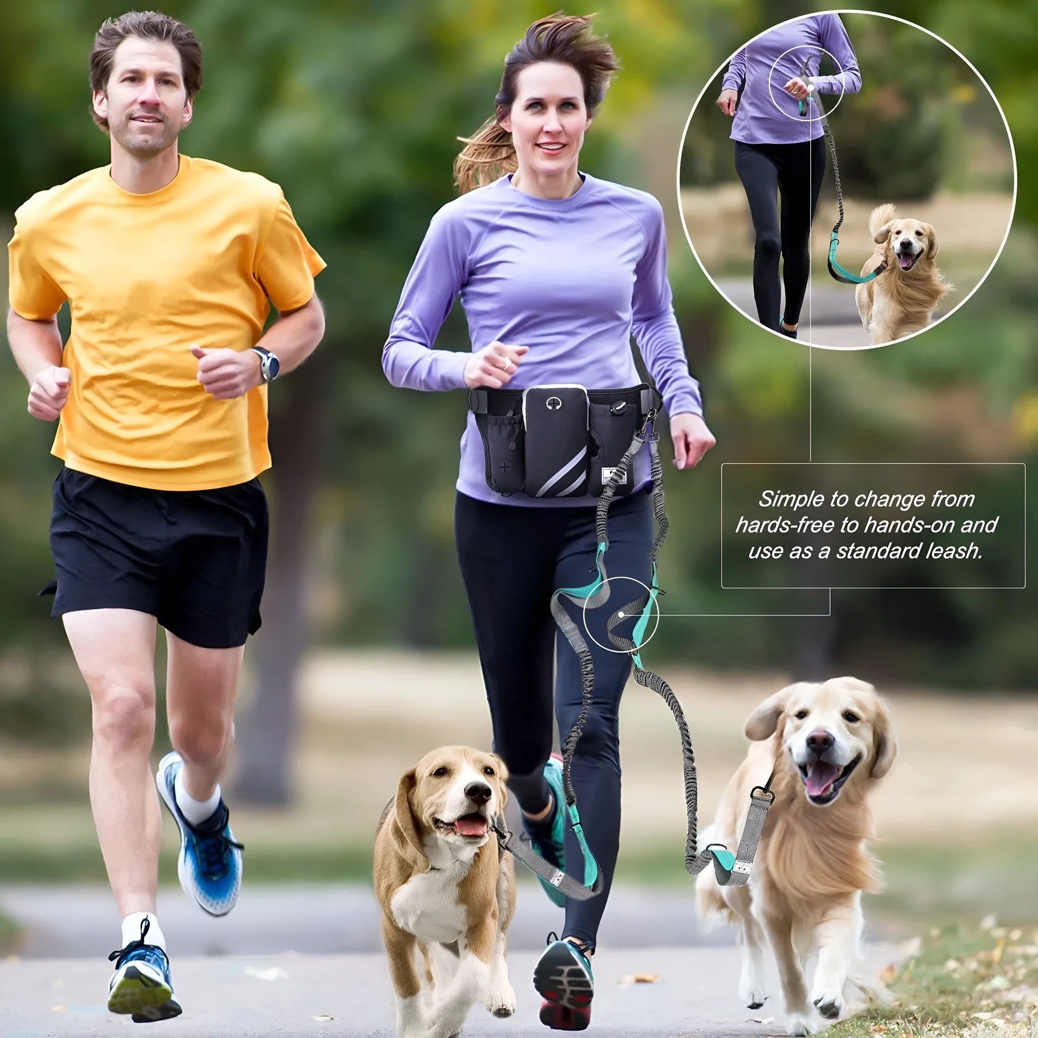 Black nylon outdoor pet training bag set with waist bag and collar leash for dog walking