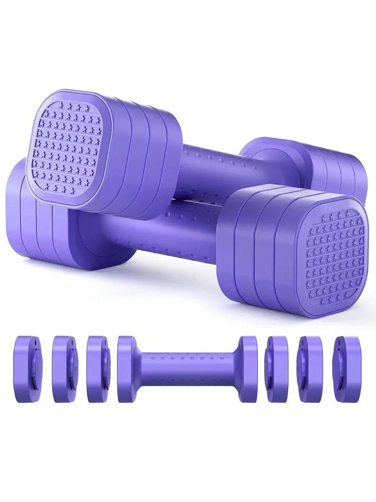 Detachable pink dumbbell set for women's fitness weighing 5lb with ABS plastic construction