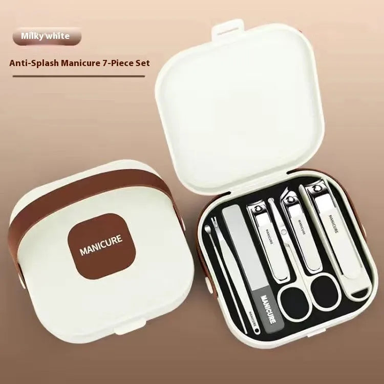 Portable fingernail maintenance kit with plastic and stainless steel tools including pliers and tongs