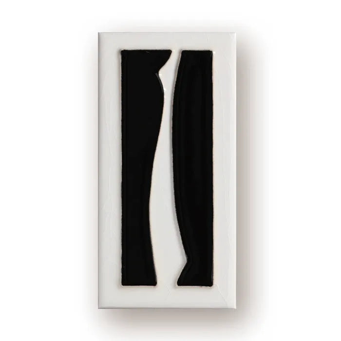 Handmade ceramic retro doorplate with enamel art decoration measuring 76mm by 152mm