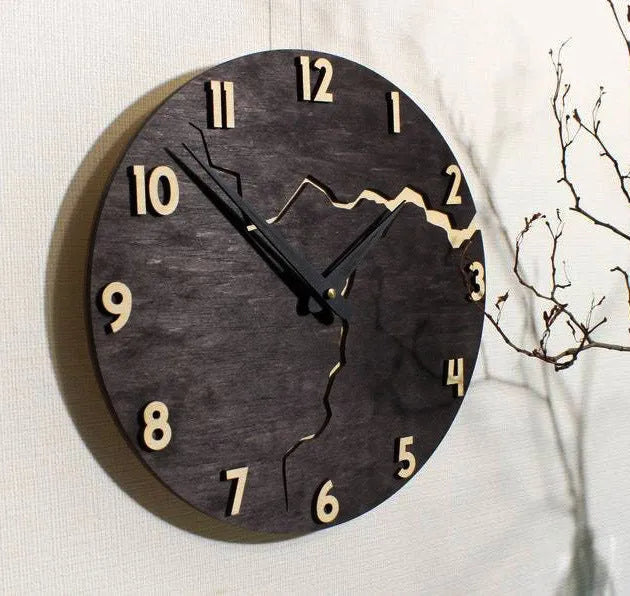Simple wooden wall clock with minimalist dial in modern design for home décor