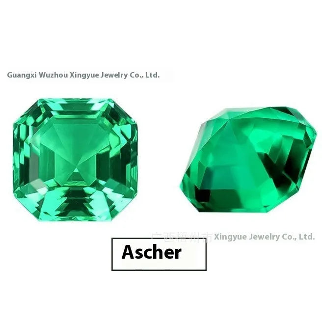 Columbia green cultivated emerald loose stones showing round and rectangular grandmother cuts in various sizes