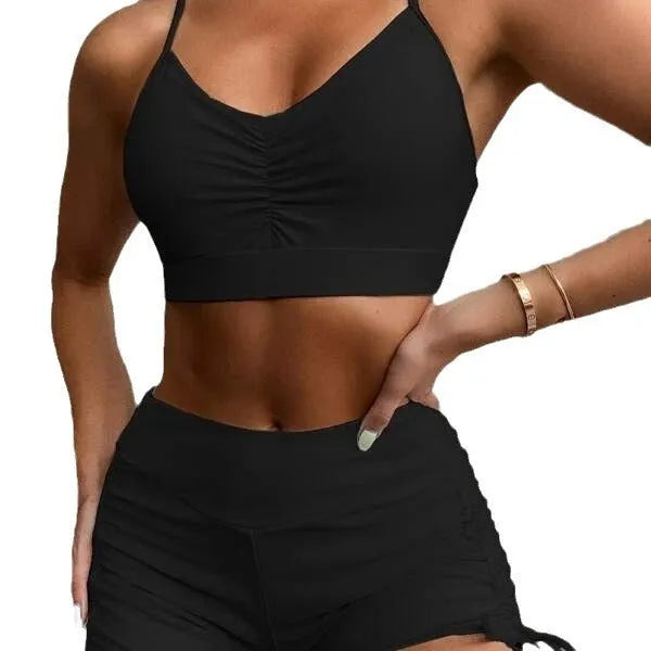 Women's high waist split swimsuit in black or purple colours with sleeveless design