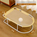 Large grey fabric kennel with breathable bracketed sides for cats and puppies.