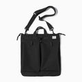 Marden Tooling charcoal black nylon canvas messenger bag with shoulder strap shown open.