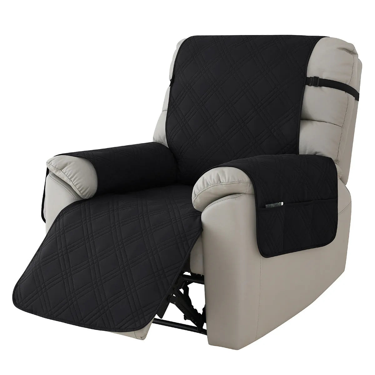 Quilted waterproof sofa cover for Chivas massage chair in burgundy colour with three-line stitching pattern