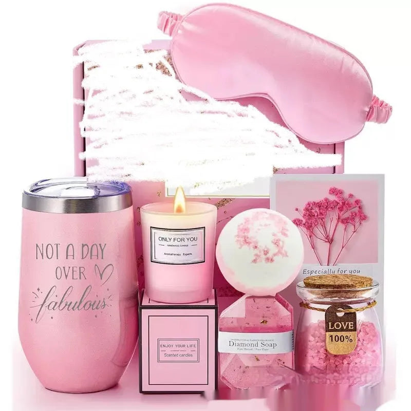 Soy wax aromatherapy candle bath set gift box with decorative suit designs in multiple colours