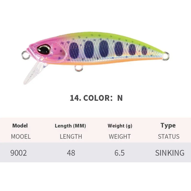 48mm Japanese mino fishing lure for mandarin fish and snakehead in various colours