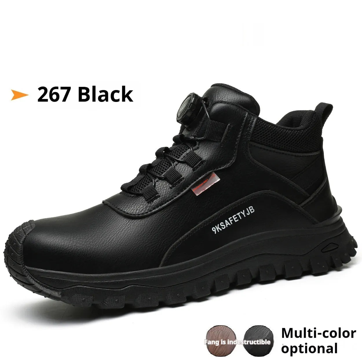 Flyknit work shoes with leather upper and rubber sole in multiple colour options