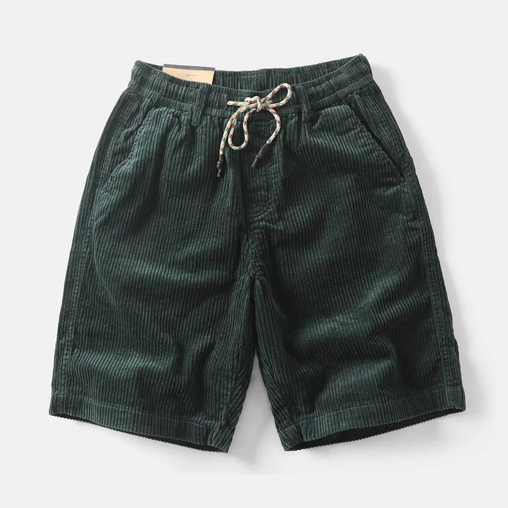 Men's retro American-style cargo shorts in polyester fabric, straight leg cut, available in khaki, white and green