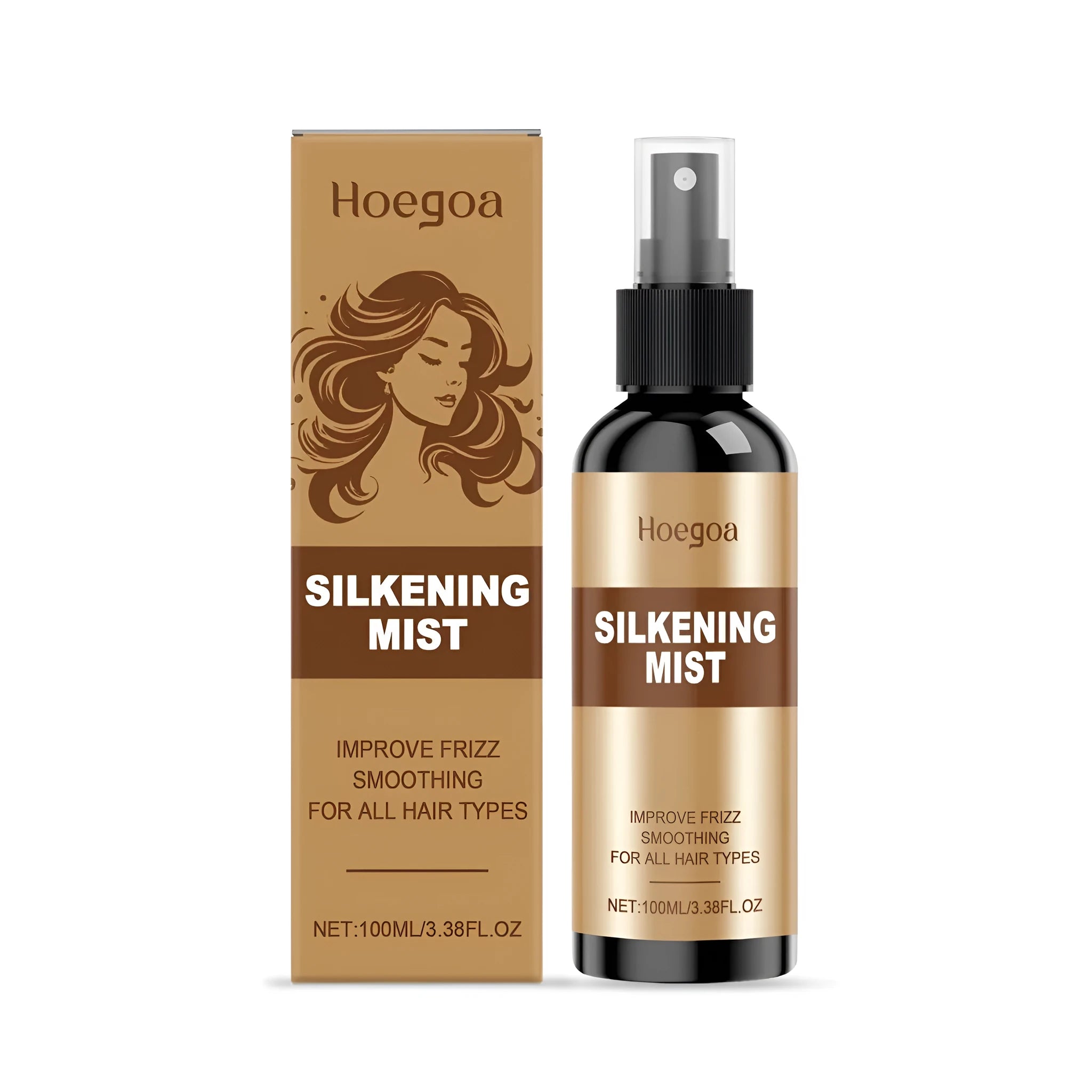 100ml clear bottle of hair care spray with pump top, labelled with rosemary and collagen formula