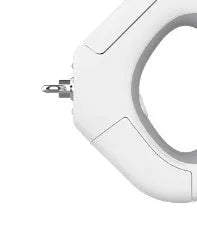 White plastic pet leashing device with spotlight light and snack bin box tractor ring