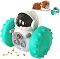 Robot-design self-balancing dog treat dispenser toy for small pets in multiple colour options