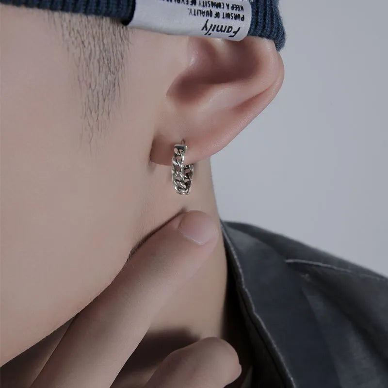 Men's simple geometric copper earrings for hip hop style in 10mm and 14mm sizes.