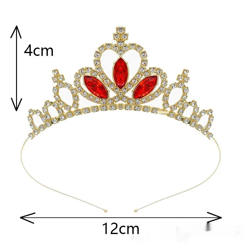 Girl's alloy princess crown with electroplated finish and crystal diamond decorations