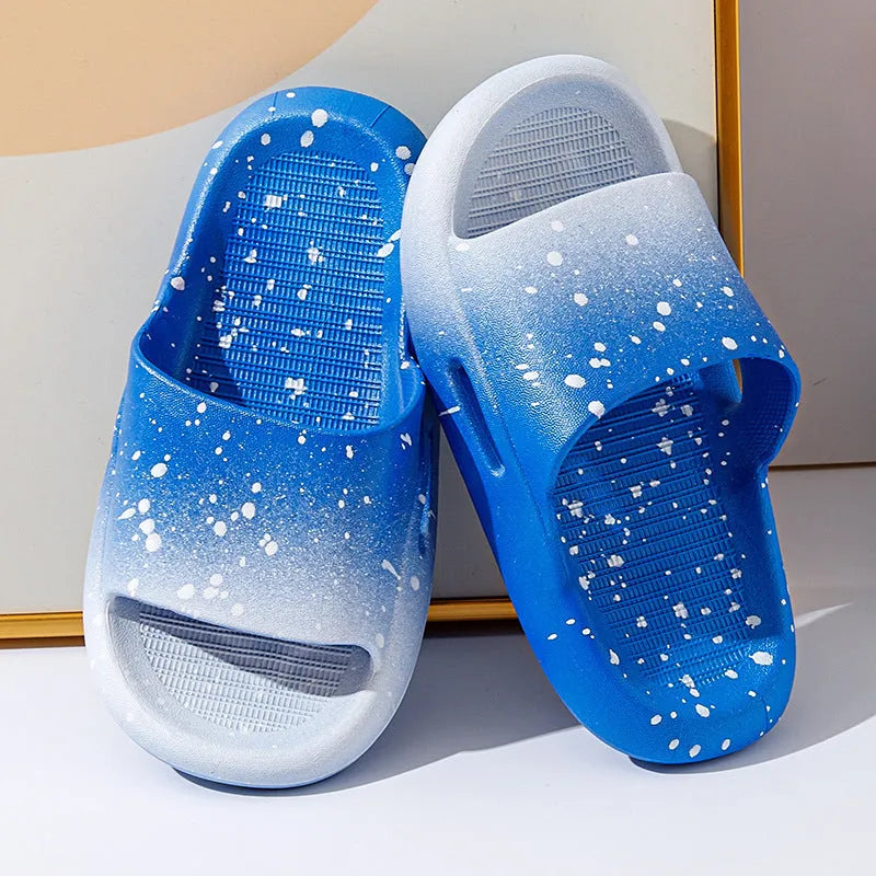 Gradient coloured PVC summer slippers for children with non-slip soles