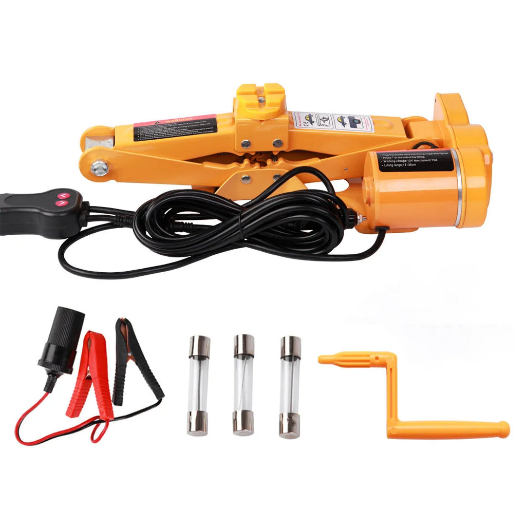 Electric hydraulic jack kit for vehicle lifting with 2-tonne capacity and 120-350mm height range