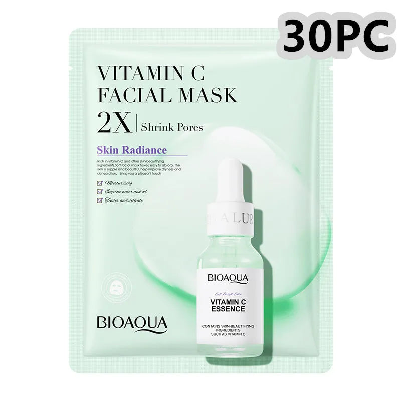 Single 30g collagen and hyaluronic acid gel sheet facial mask on a blue background.