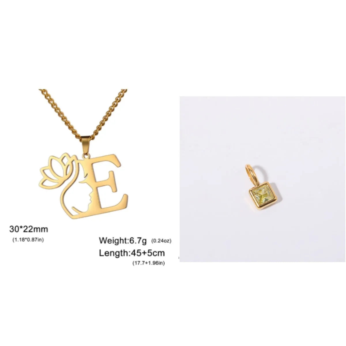 Stainless steel cross chain necklace with single pendant in gold or silver colour