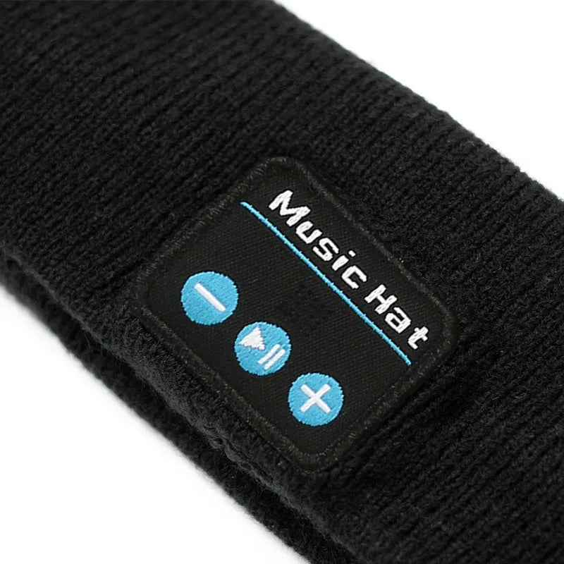 Bluetooth 5.4 sports headband with removable washable fabric scarf in black colour