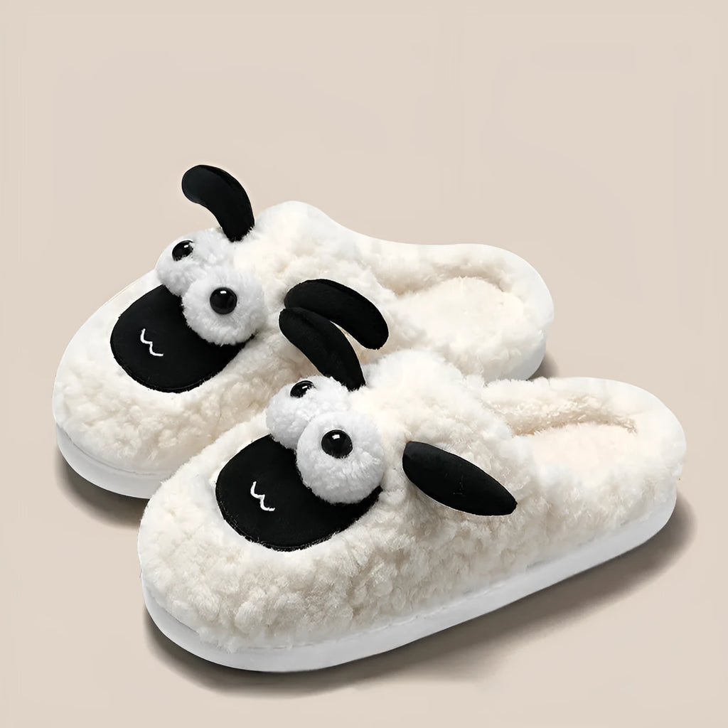 Thermal cotton slip-on slippers with suede upper in brown, grey, or white colours