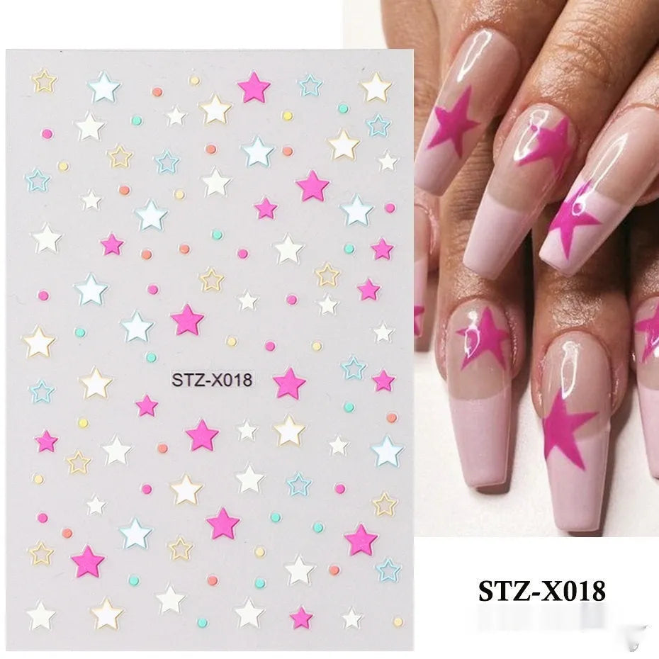 Black and silver strip cartoon nail art stickers on plastic patch