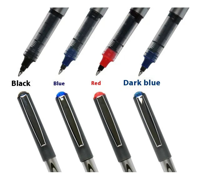 Water-based quick-drying signature pen with 0.5mm tip in multiple colours packaged in 12-pen box.