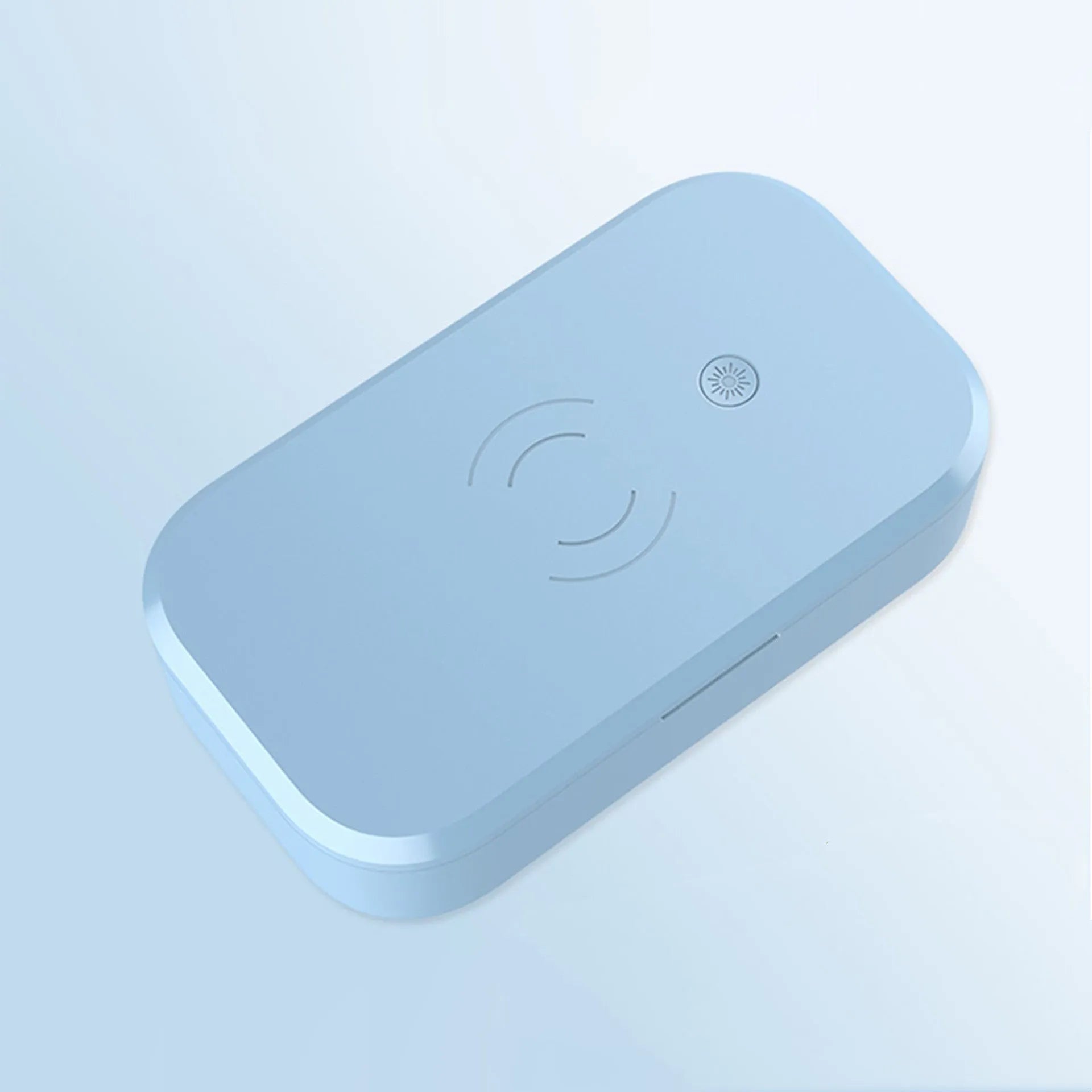 White ultraviolet disinfection box with wireless charging pad for nail tools and mobile phones