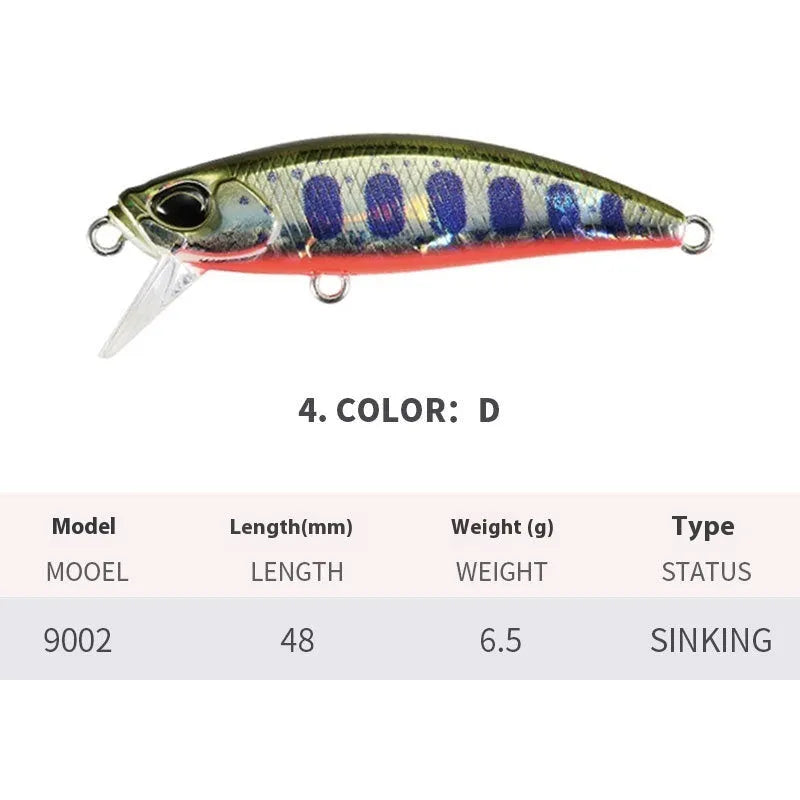 48mm Japanese mino fishing lure for mandarin fish and snakehead in various colours