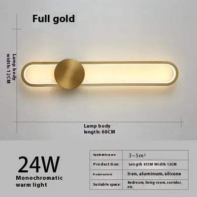 Round modern minimalist wall lamp with iron shade and warm LED light