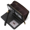 Women's expanding card holder wallet passport bag in synthetic leather with RFID protection
