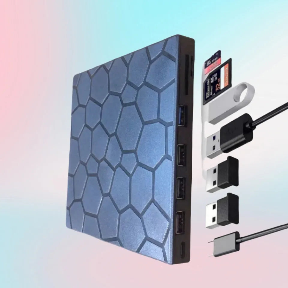Black external USB CD/DVD drive with compact rectangular design