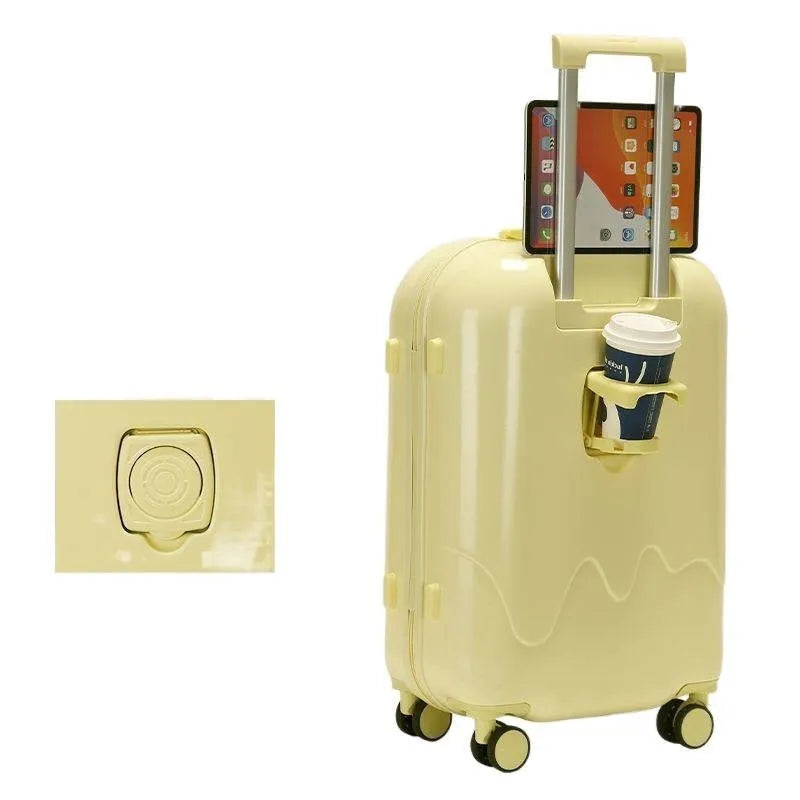 Ice cream pattern small lightweight suitcase with universal wheels in mint green