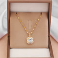 Women's titanium steel geometric clavicle chain with quadrilateral zircon pendant on water wave chain