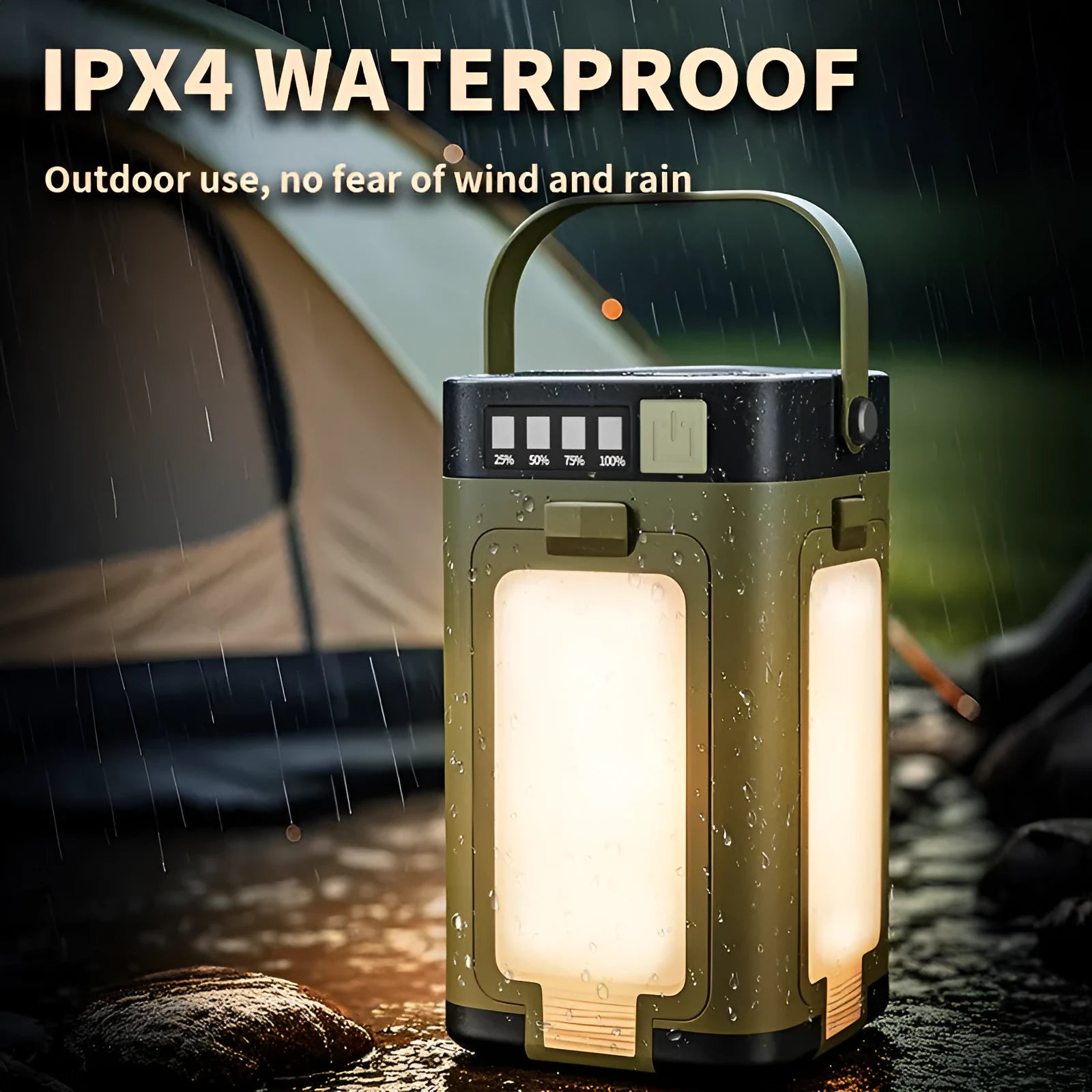 LY24 four leaves solar camping light folded closed with top solar panel visible