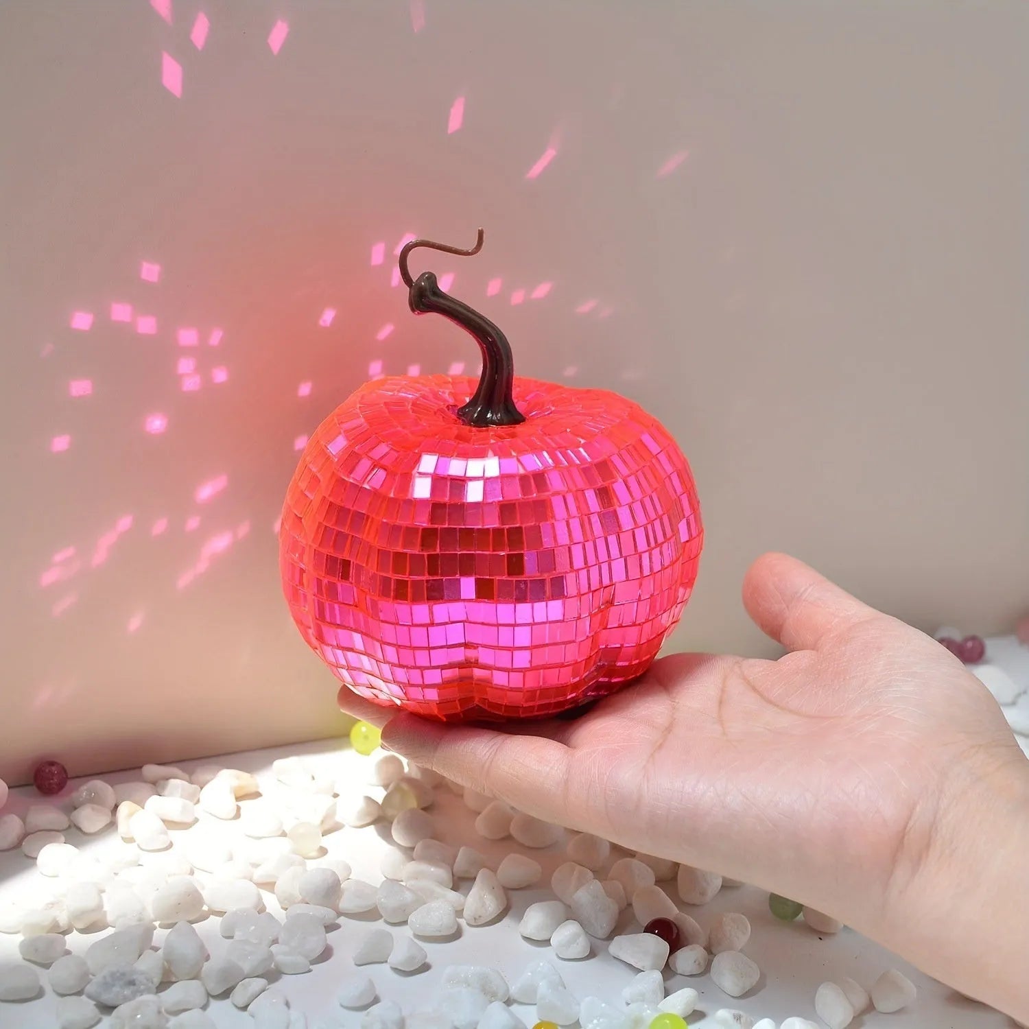 Chinese style glass pumpkin ornament with embroidered texture for Halloween and Christmas decoration.