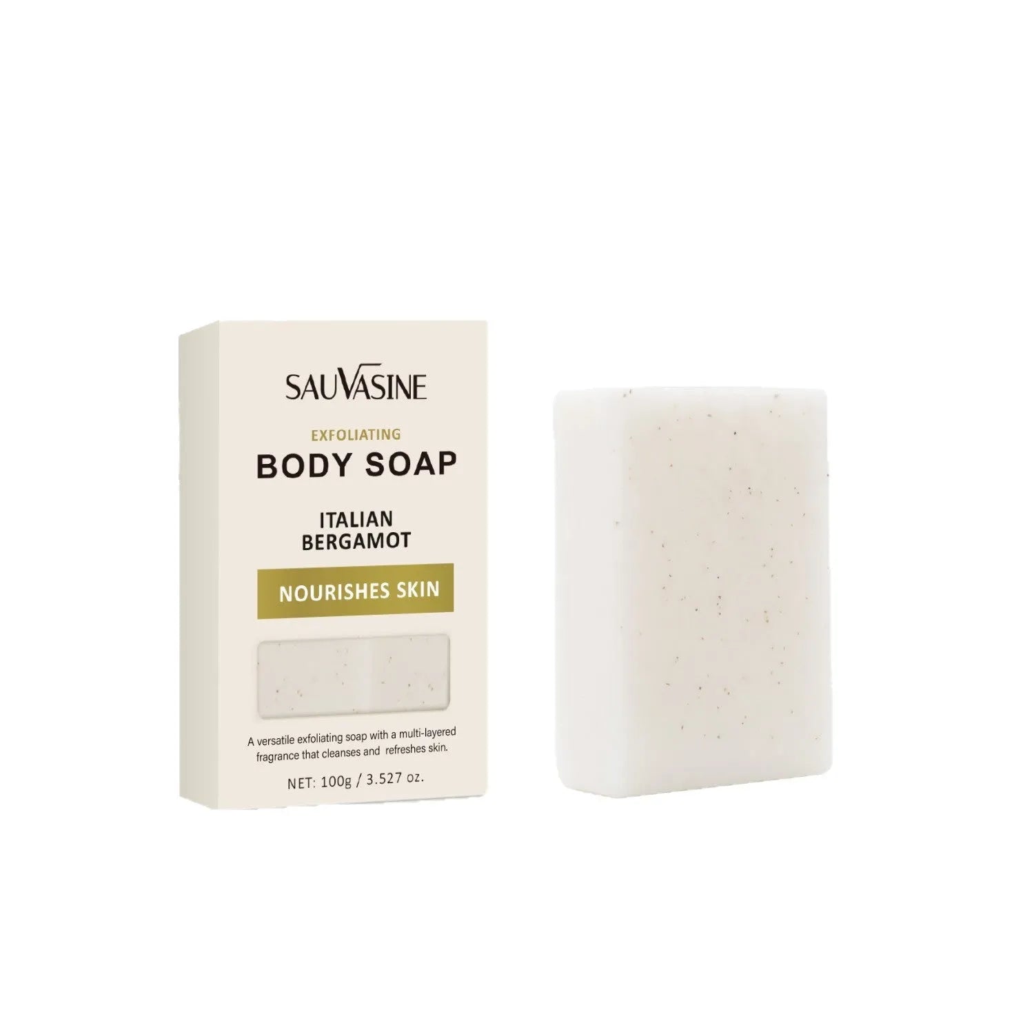 Manual exfoliating body soap bar with moisturising properties for adult skincare