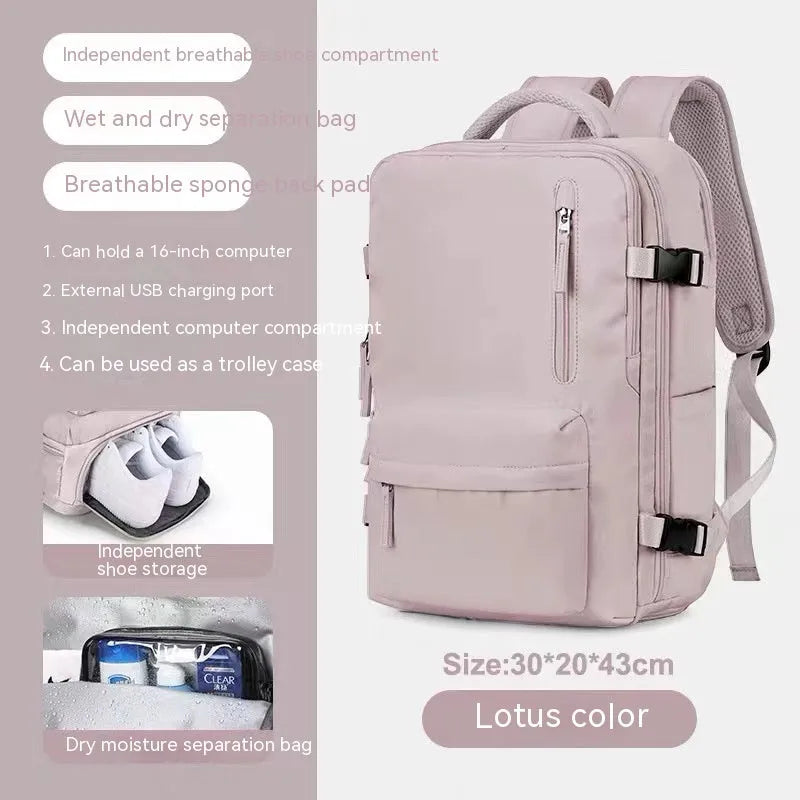 Waterproof nylon mummy backpack in multiple colour options showing large capacity travel bag