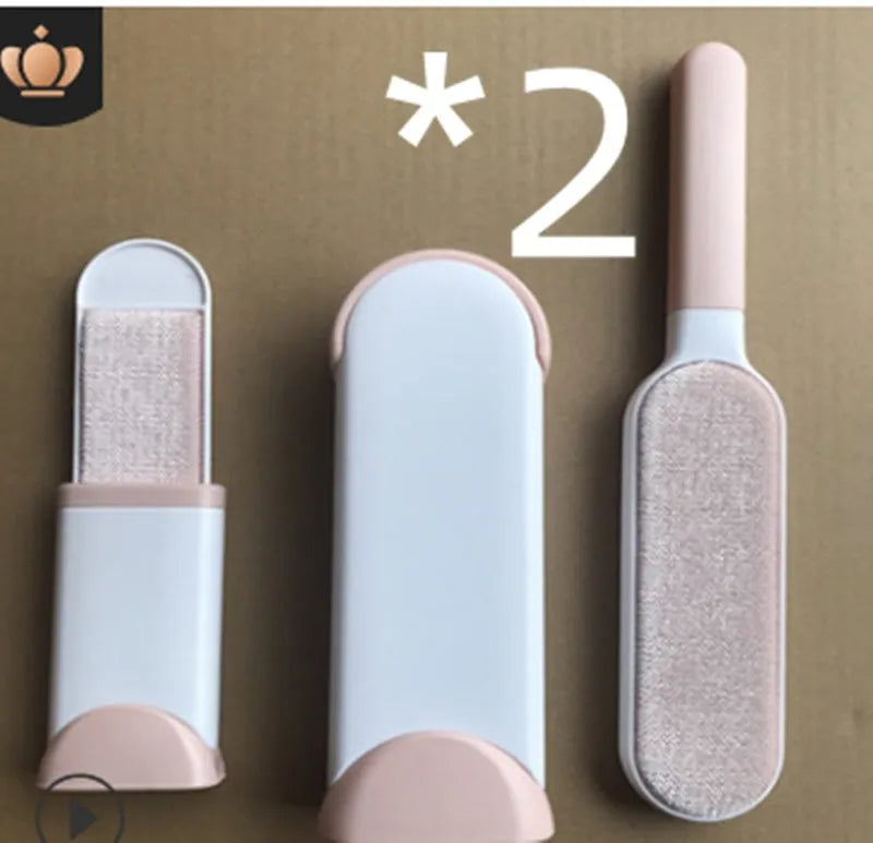 Blue reusable pet hair removal brush with self-cleaning base for sofas and upholstery.