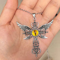 Geometric devil wings cross pendant necklace in alloy with five colour options