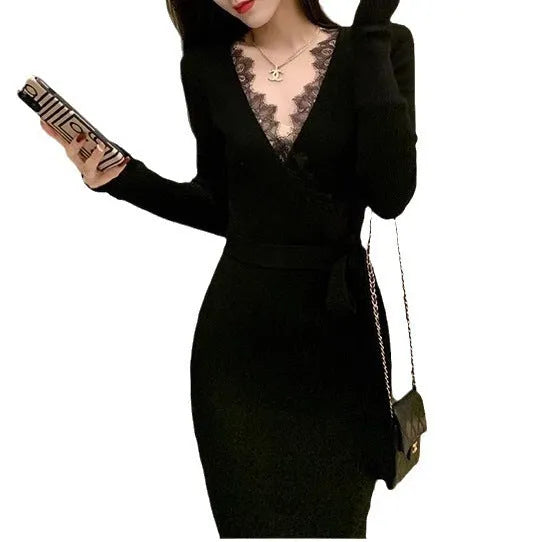 Black slim fit women's skirt with princess dress style and polyester fabric construction