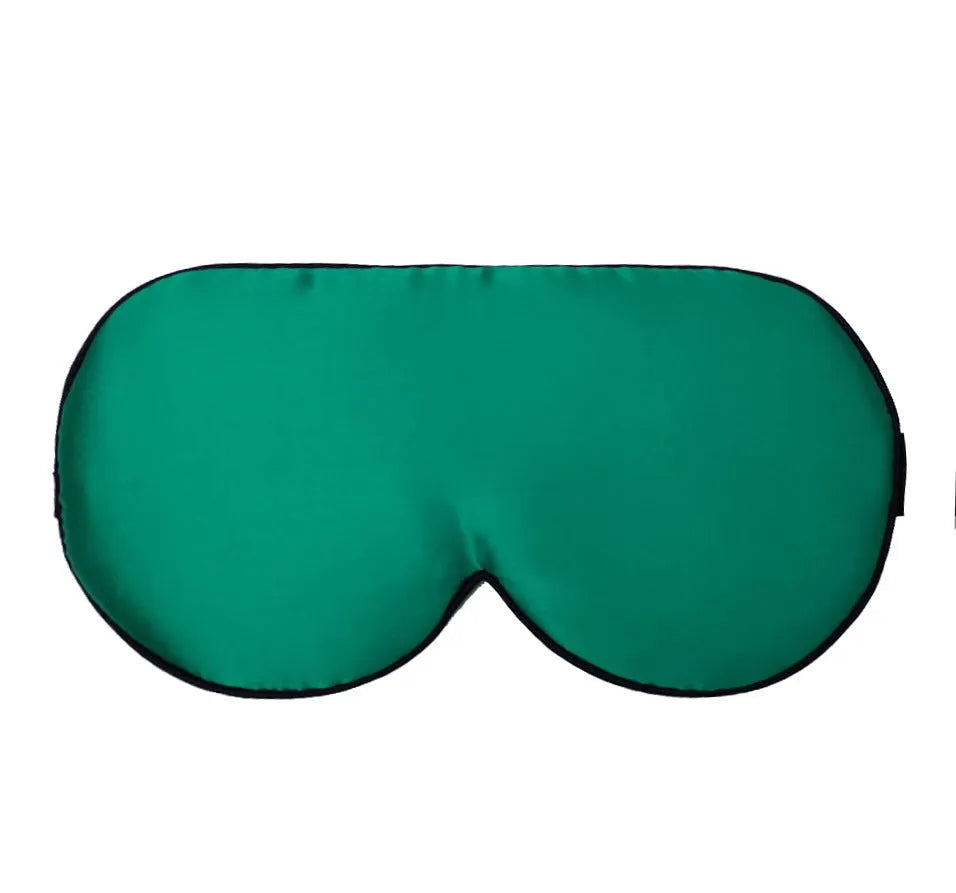 Double-sided mulberry silk eye mask in multiple colours, showing embroidery and print detail.