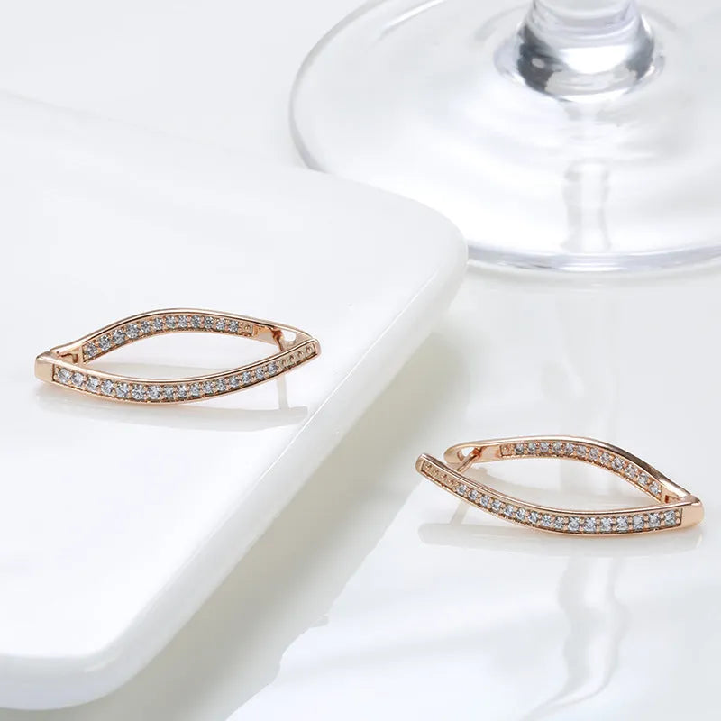 H0493 geometric copper drop earrings with zircon accents for women, contemporary ins style jewellery