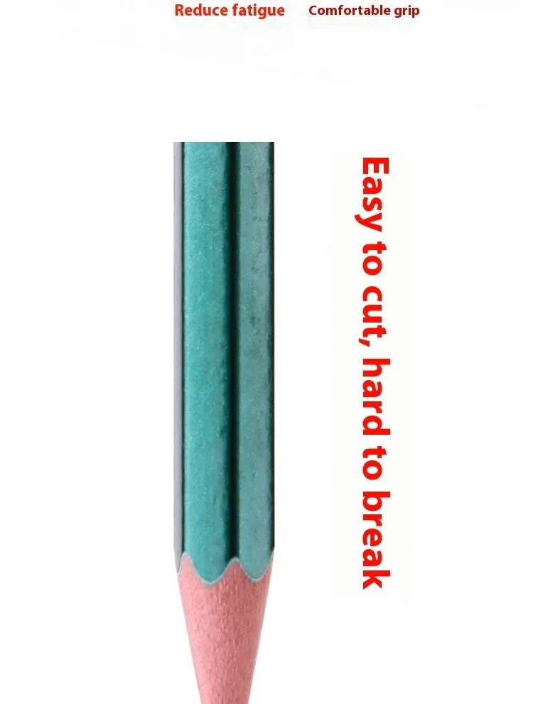 Green hexagonal wooden pencils in 2B and HB grades, 10-piece boxed set for drawing and writing