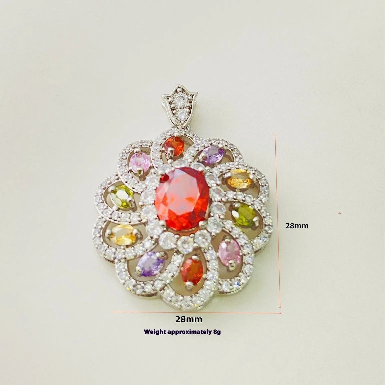Women's zircon flower pendant necklace in gold, champagne gold and platinum colour options with chain