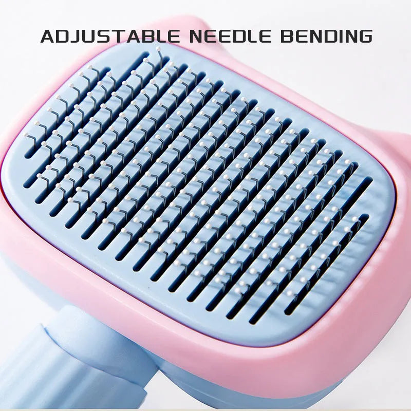 Blue dual-sided deshedding brush and dematting comb for large dogs and cats on a white background.