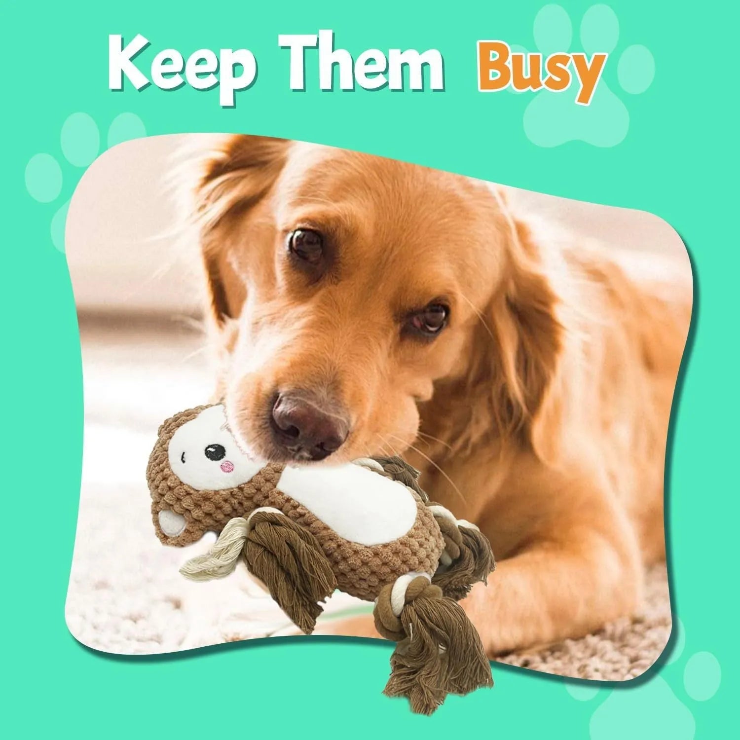 Plush squeaky dog toy bundle with lion and monkey designs for medium to large dogs