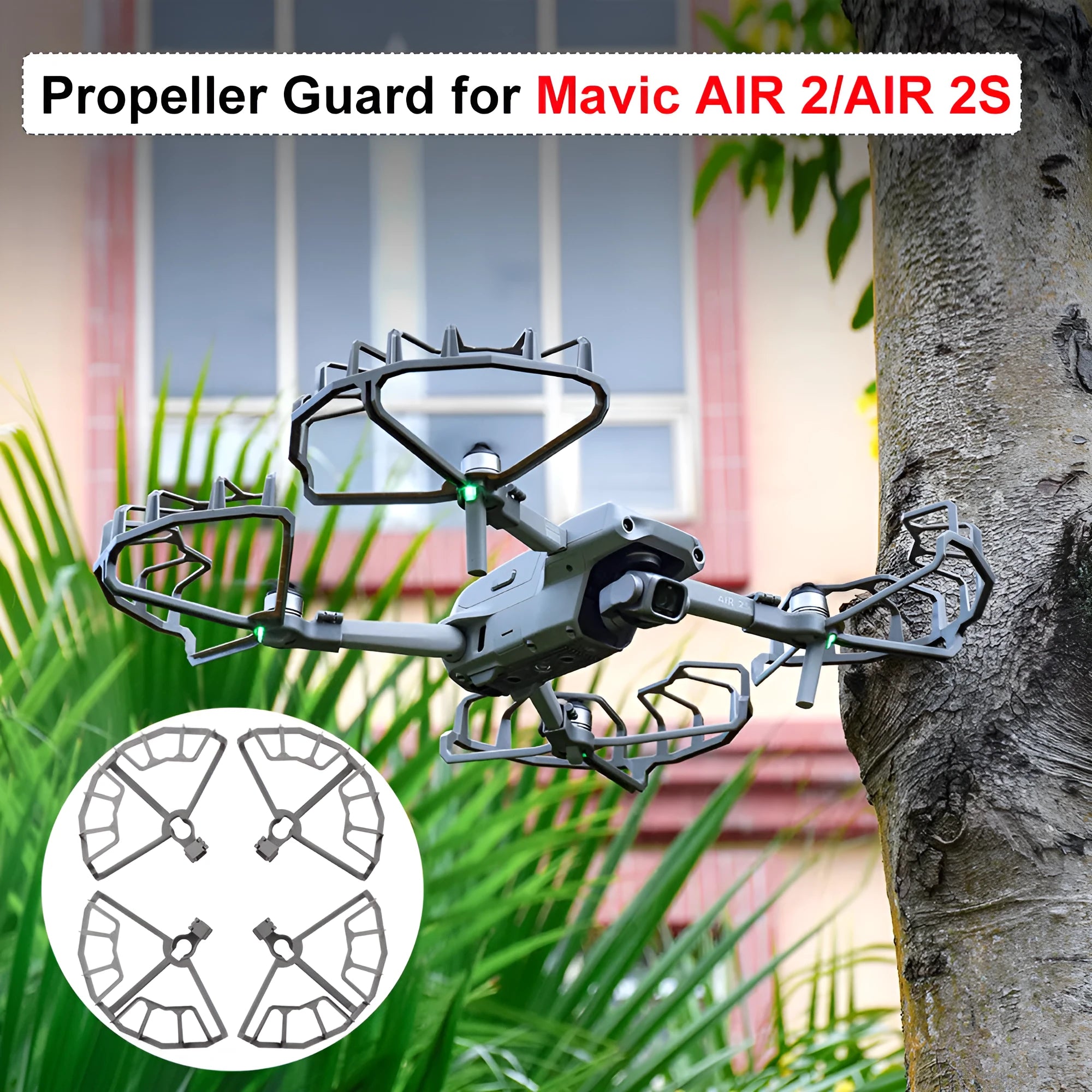 Grey ABS plastic propeller blade protection ring for DJI Mavic Air 2 and Air 2S drones.