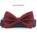 Men's flat head solid colour bow tie in polyester, showing 12cm by 6cm size on a background.
