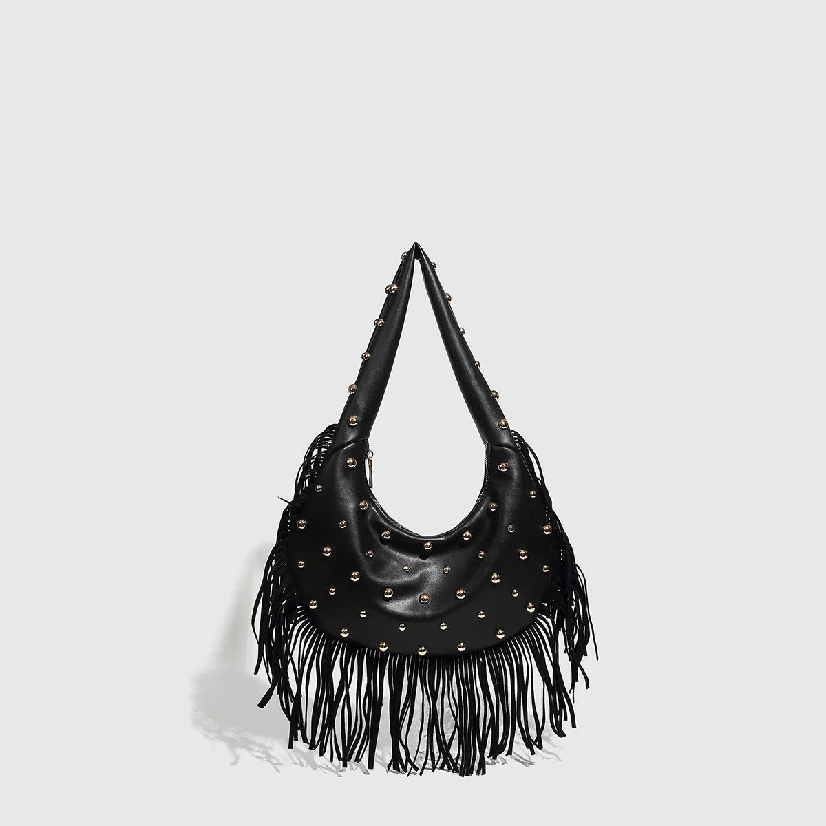 Retro personalised tassel shoulder handbag in black or wine red with internal phone pocket